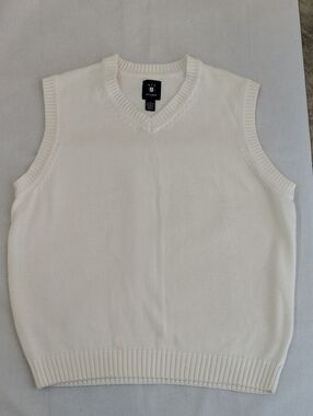 Vtg Men's V-Neck Sweater Vest in Cream by Ivy Crew XL